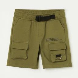 Fame Forever by Lifestyle Boys Olive Cotton Solid Shorts-image-85