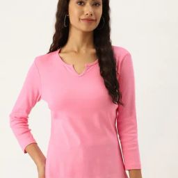 FEMEA Pink Cotton Slim Fit Top-45
