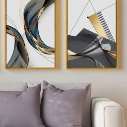Art Street Gold Canvas Abstract Line Canvas Painting - Set of 2-picture-16