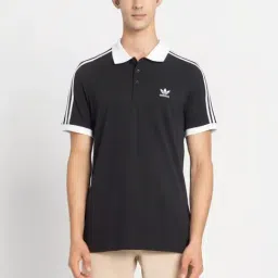 Adidas Originals Black Cotton Regular Fit Logo Printed Sports Polo-image-79