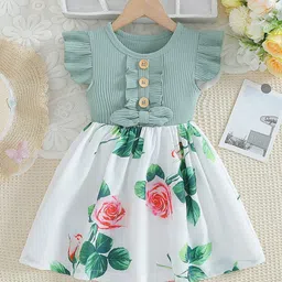 YK Floral Print Flutter Sleeve Fit & Flare Dress-13