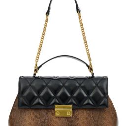 Miraggio River Black & Brown Animal Effect Medium Satchel-31