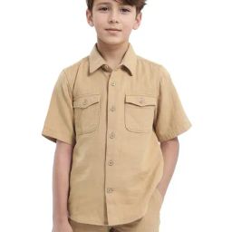 Rare Ones Boys Tan Cotton Solid Shirt-image-13