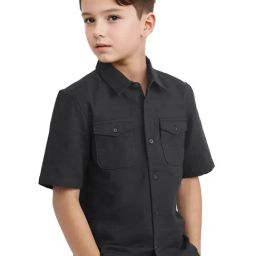 Rare Ones Boys Black Cotton Solid Shirt-image-75