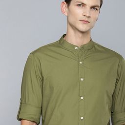 ether Pure Cotton Band Collar Solid Regular Fit Casual Shirt-image-19