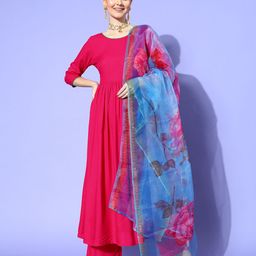 InWeave Women Solid Viscose Rayon Volume Control Kurta Set-picture-33