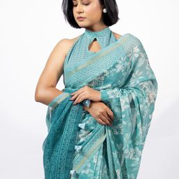 KALINI Floral Printed Zari Saree-image-88