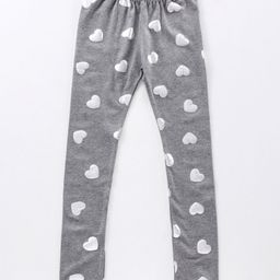 Earth Conscious Full Length All Over Heart Printed Leggings - Light Grey-image-39