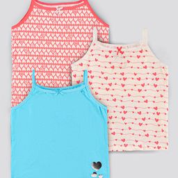Pine Kids Sleeveless Biowashed Cotton Slips Heart Print Pack Of 3 (Colour May Vary)-23