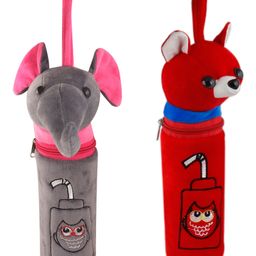 SS Impex Milk bottle cover Soft Plush Stretchable Baby Feeding Bottle cover Combo Pack Grey Red-12