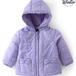 Babyoye Full Sleeves Glitter Printed Jacket-Purple-image-2