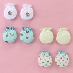 Ben Benny Cotton Hearts Printed Mittens Pack of 4 - Blue & White-picture-10