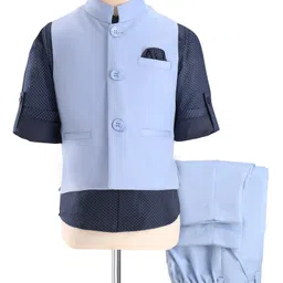 Robo Fry Cotton DC Full Sleeves Shirt & Pants Party Suits With Polka Dots Print - Navy Blue-picture-28