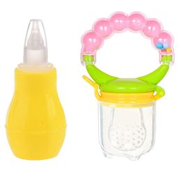 Enorme Baby Silicone Yellow Nose Cleaner Nasal Aspirator and Ring Style Food Fruit Feeder Nibbler Pacifier for Babies-86