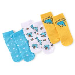 Cute Walk by Babyhug Anti Bacterial Ankle Length Socks Dolphin Design Pack Of 3 - Multicolour-image-22