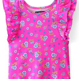 Pine Kids Cotton Frilled Sleeves Top Floral Print - Pink-picture-0