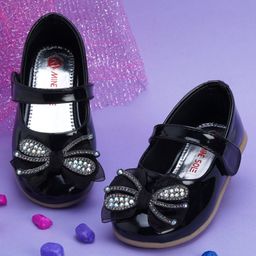 Mine Sole Bow Detailed Stone Embellished Bellies - Black-image-74