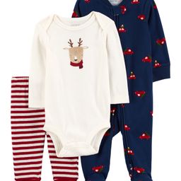 Carter's Full Sleeves Baby Reindeer 3-Piece Sleep and Play Set - Navy Blue-image-55