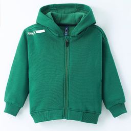 Little Kangaroos Knitted Full Sleeves Solid Color Hooded Sweatjacket - Green-image-93