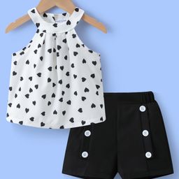 Mark & Mia Sleeveless Top & Shorts Set with Hearts Print - Black & White-image-33