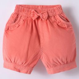 Wonderchild Solid Pocket Detailed Corduroy Shorts - Peach-image-62
