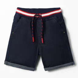 Babyhug Denim Mid Thigh Washed Ribbed Shorts - Navy Blue-picture-43