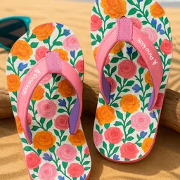 Pine Kids Slip On Flip Flops with Floral Print - Pink-picture-27