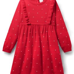 Babyhug Knit Full Sleeves Woolen Dress with Polka Dot Design - Red-image-88