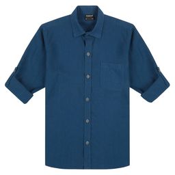Charchit Linen Woven Full Sleeves Solid Shirt - Navy Blue-image-53