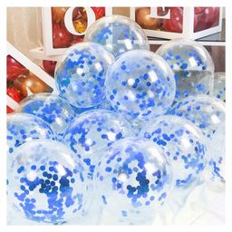 Bubble Trouble Transparent Balloons Bouquet Combo with Re Filled Confetti & Ribbons Pack of 20 - Blue image 2