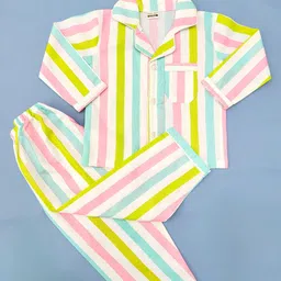 Freesia Array Unisex Kids Striped Night suit-image-62