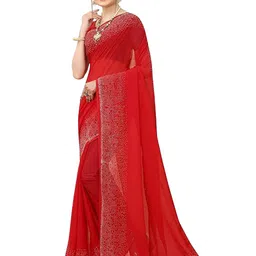 SWADESI STUFF Embellished Beads and Stones Pure Georgette Saree-picture-17