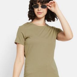 METTLE Women Solid Round Neck Cotton T-shirt-picture-12