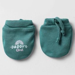 Simply Interlock Knit Cap Mittens And Booties Set With Dads Girl Text Print Teal Blue - Diameter 11.5 cm image 5