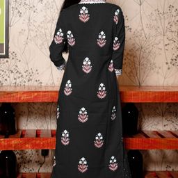 KALINI Women Floral Printed Regular Thread Work Kurta with Palazzos & With Dupatta-8