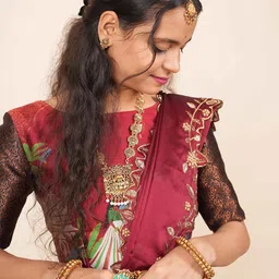 Fabcartz Thread Work Semi-Stitched Lehenga & Unstitched Blouse With Dupatta image 2