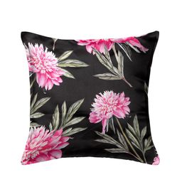 HOUZZCODE Black & Pink Set of 5 Floral Square Cushion Covers image 2