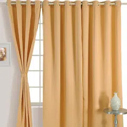 Swayam Polyster Plain dyed Design Single Piece 5 ft Window Curtain (60 L x 48 W inches), Beige-12