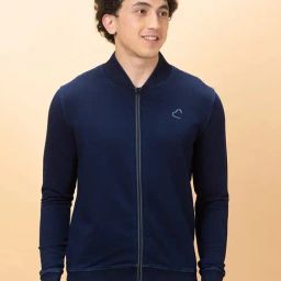 Being Human Blue Cotton Regular Fit Bomber Jacket-picture-0