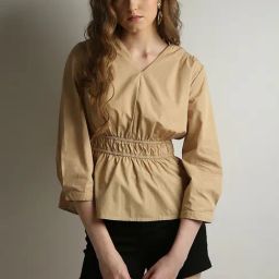 Vero Moda Beige Regular Fit Peplum Top-image-97
