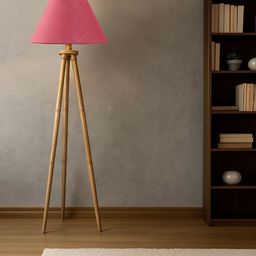 Devansh Unisex Pink Cotton Tripod Lamp-picture-47