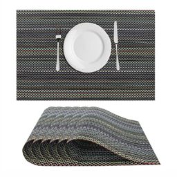 LooMantha 6Pcs Green Striped Table Placemats-13