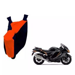 Auto Pearl Waterproof Two Wheeler Cover For Suzuki Hayabusa (Orange & Blue)-image-59