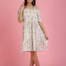 Lil Tomatoes Kids Multicolor Floral Print Dress-image-62