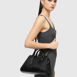 Miraggio Willow Black Animal Effect Medium Satchel-28