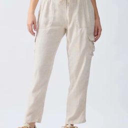 Spykar Off White Linen Straight Fit Trousers-picture-7