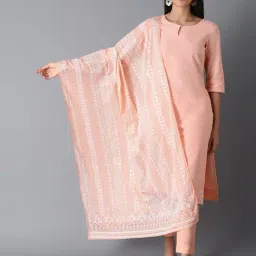 W Peach Cotton Printed Dupatta-picture-6