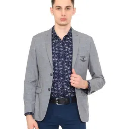 Van Heusen Grey Self Design Notched Lapel Blazer-image-39