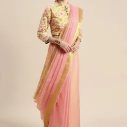 Geroo Jaipur Light Pink Zari Woven Saree With Blouse-picture-17