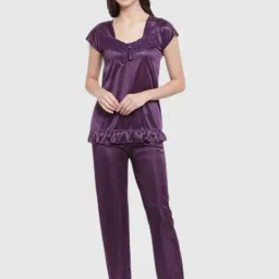 Secret Wish Purple Solid Pajama Set-image-41